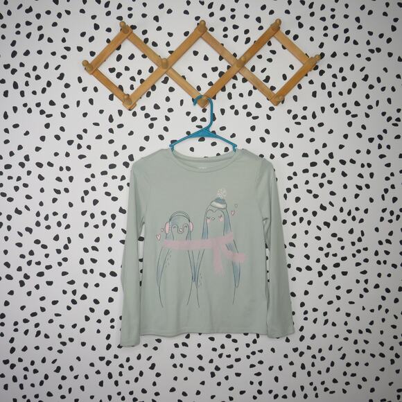 Carter’s Green Penguin Graphic Girls Long Sleeve T-Shirt - Picture 1 of 7